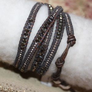 Chan luu pyrite beaded wrap bracelet